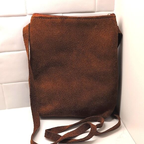 Brown Suede Crossbody Bag with Southwest Patterned Detail Hippie Boho Country - Picture 3 of 7
